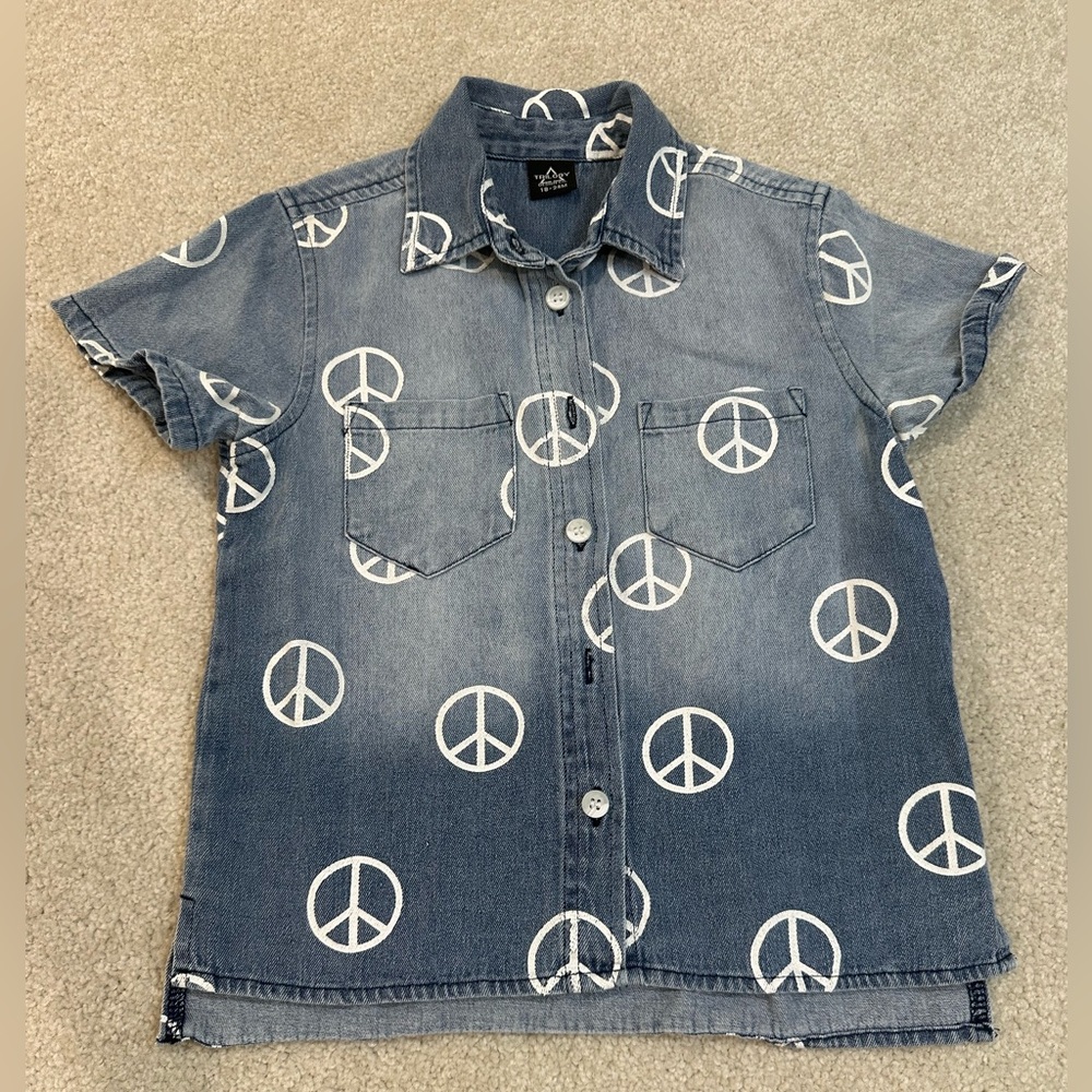 Trilogy denim peace button down